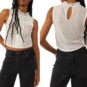 Free People, tea party lace crop top